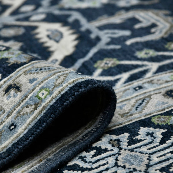 AMER Rugs Bristol BRS-9 Hand-Knotted Bordered Classic Area Rug Blue Sapphire/Ivory 10' x 14'