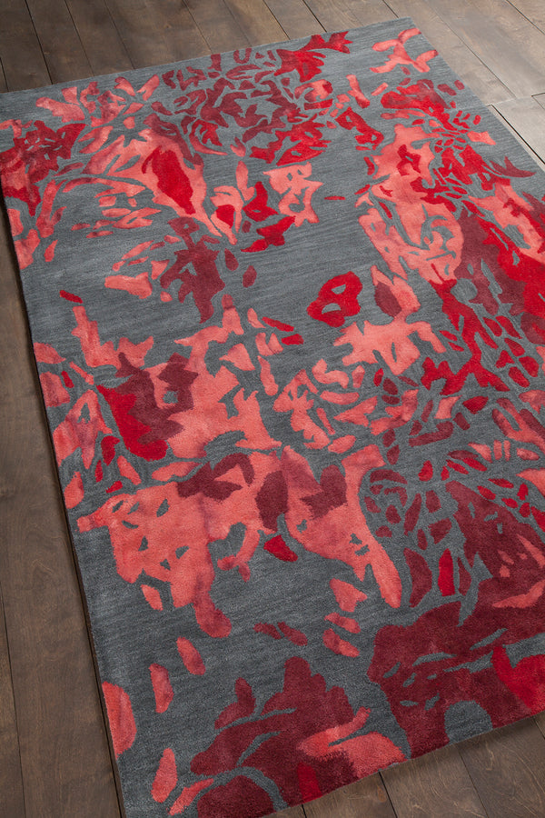 Chandra Rugs Brynn 100% Wool Hand-Tufted Contemporay Rug Red/Charcoal 9' x 13'