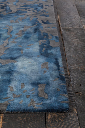 Chandra Rugs Brynn 100% Wool Hand-Tufted Contemporay Rug Blue/Grey 9' x 13'