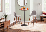 Pebble Mid-Century Modern Table Adjusts From Dining To Bar in Walnut and Black by LumiSource