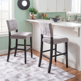 Corey Dark Gray Washed Velvet Bar Stool