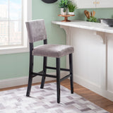 Corey Dark Gray Washed Velvet Bar Stool