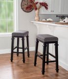 Kennedy Black and White Tweed Backless Bar Stool