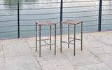Stone Indoor/Outdoor Stain-Steel Backless Rope Barstool, Seat With Rope Weaving And Stain Steel ...