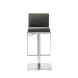 Clay Barstool Grey Adjustable Height And Square Stainless Steel Base.