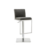 Clay Barstool Grey Adjustable Height And Square Stainless Steel Base.