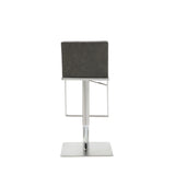 Clay Barstool Grey Adjustable Height And Square Stainless Steel Base.