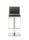 Clay Barstool Grey Adjustable Height And Square Stainless Steel Base.