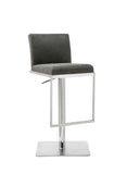 Clay Barstool Grey Adjustable Height And Square Stainless Steel Base.