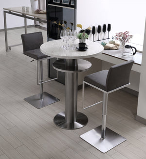 Clay Barstool Grey Adjustable Height And Square Stainless Steel Base.