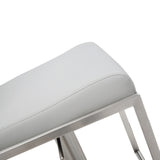 Clay Barstool White Adjustable Height And Square Stainless Steel Base.