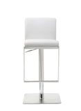 Clay Barstool White Adjustable Height And Square Stainless Steel Base.