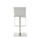 Clay Barstool White Adjustable Height And Square Stainless Steel Base.