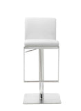 Clay Barstool White Adjustable Height And Square Stainless Steel Base.