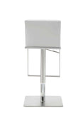 Clay Barstool White Adjustable Height And Square Stainless Steel Base.