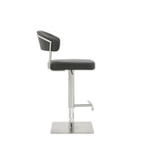 Maureen Barstool Dark Grey Adjustable Height And Square Stainless Steel Base.