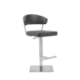 Maureen Barstool Dark Grey Adjustable Height And Square Stainless Steel Base.