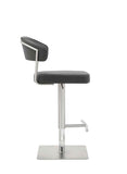 Maureen Barstool Dark Grey Adjustable Height And Square Stainless Steel Base.