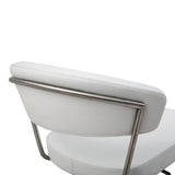 Maureen Barstool White Adjustable Height And Square Stainless Steel Base.