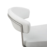 Maureen Barstool White Adjustable Height And Square Stainless Steel Base.