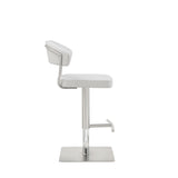 Maureen Barstool White Adjustable Height And Square Stainless Steel Base.