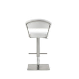 Maureen Barstool White Adjustable Height And Square Stainless Steel Base.