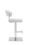 Maureen Barstool White Adjustable Height And Square Stainless Steel Base.