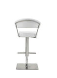 Maureen Barstool White Adjustable Height And Square Stainless Steel Base.