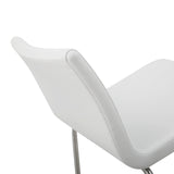 Hayden Counter Stool White Fixed Seat Height 26'' And Brushed Stainless Steel Legs.