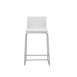 Hayden Counter Stool White Fixed Seat Height 26'' And Brushed Stainless Steel Legs.