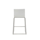 Hayden Counter Stool White Fixed Seat Height 26'' And Brushed Stainless Steel Legs.