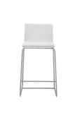 Hayden Counter Stool White Fixed Seat Height 26'' And Brushed Stainless Steel Legs.