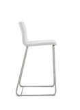 Hayden Counter Stool White Fixed Seat Height 26'' And Brushed Stainless Steel Legs.