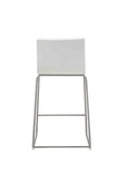 Hayden Counter Stool White Fixed Seat Height 26'' And Brushed Stainless Steel Legs.