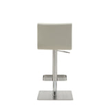 Watson Barstool Light Grey Faux Leather, Adjustable Height And Square Stainless Steel Base.