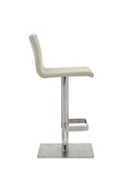 Watson Barstool Light Grey Faux Leather, Adjustable Height And Square Stainless Steel Base.