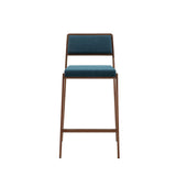 Clifton Counter Stool Teal Blue Fixed Seat Height 26'' And Brushed Stainless Steel Legs Hairline...