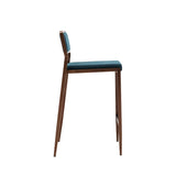 Clifton Counter Stool Teal Blue Fixed Seat Height 26'' And Brushed Stainless Steel Legs Hairline...