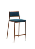 Clifton Counter Stool Teal Blue Fixed Seat Height 26'' And Brushed Stainless Steel Legs Hairline...