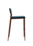 Clifton Counter Stool Teal Blue Fixed Seat Height 26'' And Brushed Stainless Steel Legs Hairline...