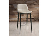 Franklin Counter Stool, Taupe Faux Leather, Fixed Height, Matte Black Powder-Coat Metal Legs, St...