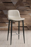 Franklin Counter Stool, Taupe Faux Leather, Fixed Height, Matte Black Powder-Coat Metal Legs, St...