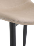 Franklin Counter Stool, Taupe Faux Leather, Fixed Height, Matte Black Powder-Coat Metal Legs, St...