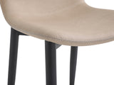 Franklin Counter Stool, Taupe Faux Leather, Fixed Height, Matte Black Powder-Coat Metal Legs, St...