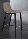 Franklin Counter Stool, Taupe Faux Leather, Fixed Height, Matte Black Powder-Coat Metal Legs, St...