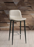 Franklin Counter Stool, Taupe Faux Leather, Fixed Height, Matte Black Powder-Coat Metal Legs, St...