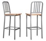 Frazier Metal Barstool Silver Set of 2