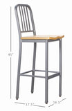 Frazier Metal Barstool Silver Set of 2