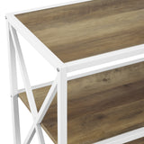 60" Industrial Bookcase Rustic Oak/White Metal