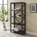 Walker Edison 64" Metal X Bookcase XIIXR BS64MXSA